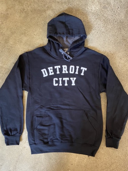 Detroit City Hooded Fleece Pullover / White + Black / Unisex Unisex Apparel   