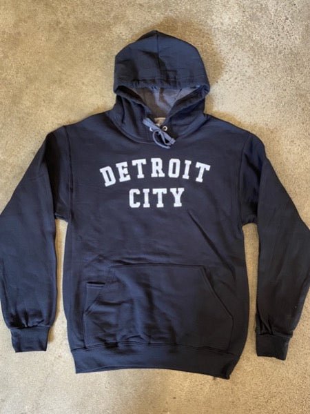 Detroit City Hooded Fleece Pullover / White + Black / Unisex Unisex Apparel