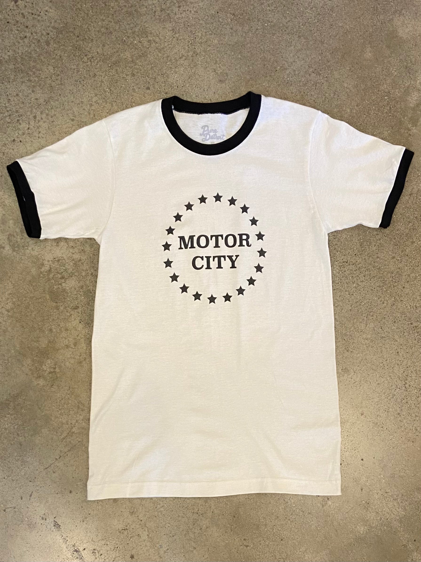 Motor City Stars Ringer Tee / Black + Antique White / Unisex Unisex Apparel