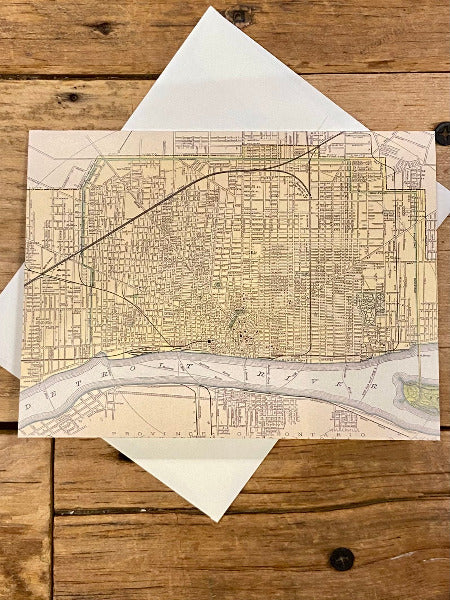 Vintage Map of Detroit card Greeting Card   