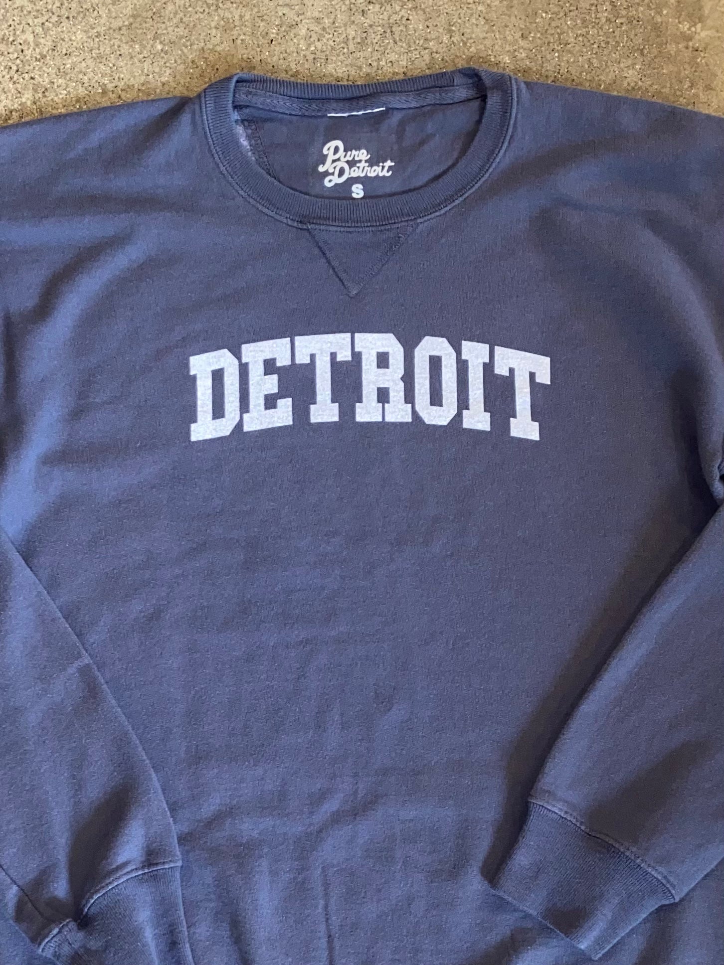 Detroit Collegiate Arch Garment Dyed Pullover / White + Anchor Slate/ Unisex Unisex Apparel   