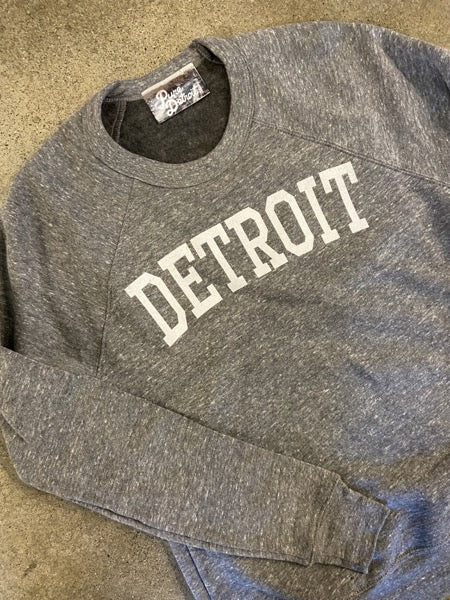 Detroit Collegiate Arch Pullover / White + Heather Gray / Unisex sweatshirt