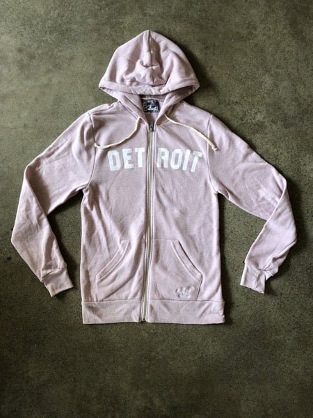 Detroit Classic Tri-Blend Zip Hoodie / White + Rose Quartz / Unisex Unisex Apparel