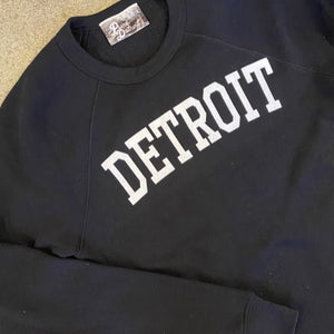Detroit Collegiate Arch Pullover /  White + Black / Unisex sweatshirt   