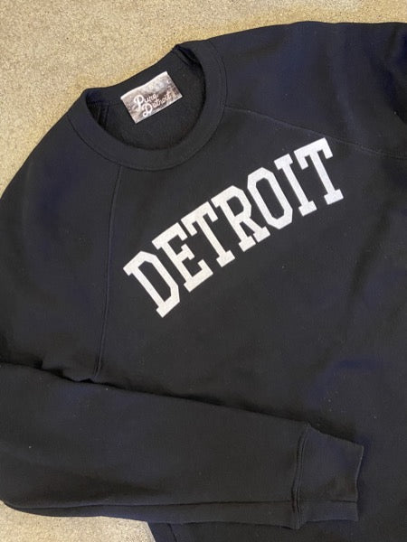 Detroit Collegiate Arch Pullover /  White + Black / Unisex sweatshirt   