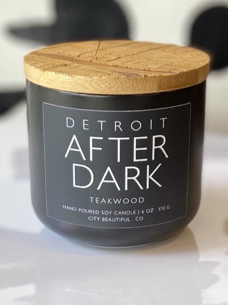 Detroit After Dark - Teakwood - Hand Poured Soy Candle by City Beautiful . Co - 6oz. Candle   