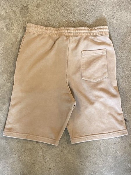Spirit of Detroit Pigment Dyed Fleece Shorts / White + Sandstone / Unisex Shorts