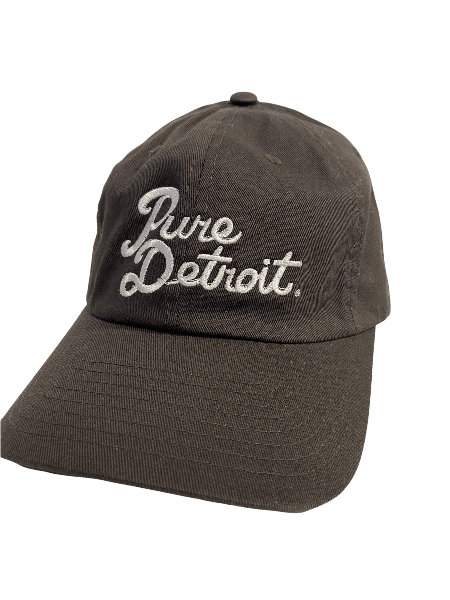 Pure Detroit Script Flexfit Fitted Hat / Gray Hat