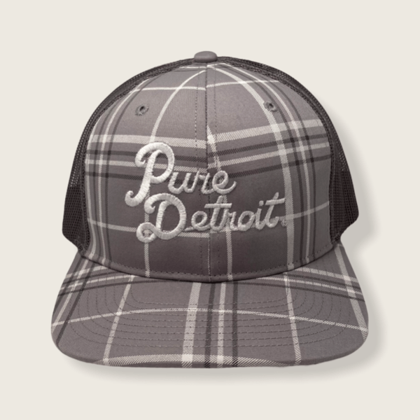 Pure Detroit Leisure Adjustable Hat / White + Gray Plaid Hat