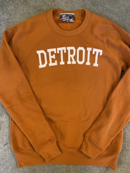 Detroit Collegiate Arch Pullover / White + Pumpkin / Unisex sweatshirt