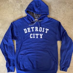 Detroit City Hooded Pullover / White + Royal Blue / Unisex Unisex Apparel   