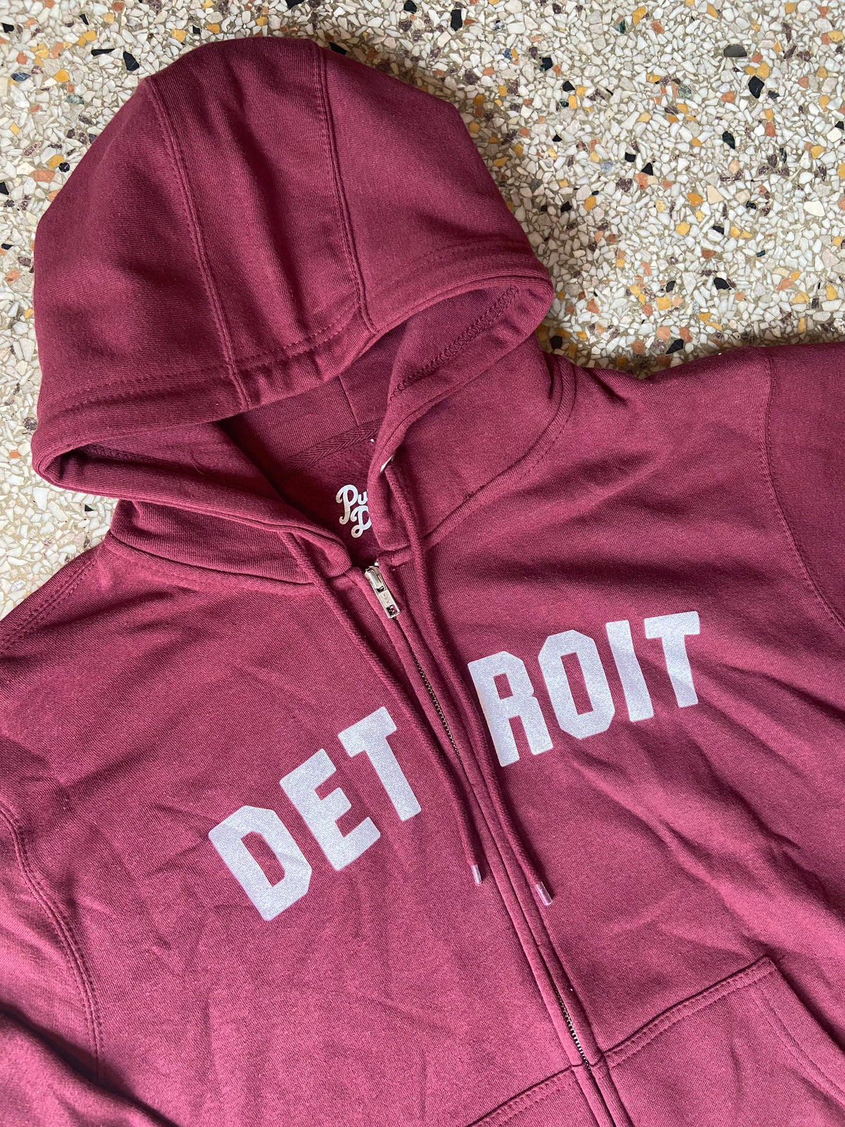 Detroit Classic Tri-Blend Zip Hoodie / White + Cabernet / Unisex Unisex Apparel