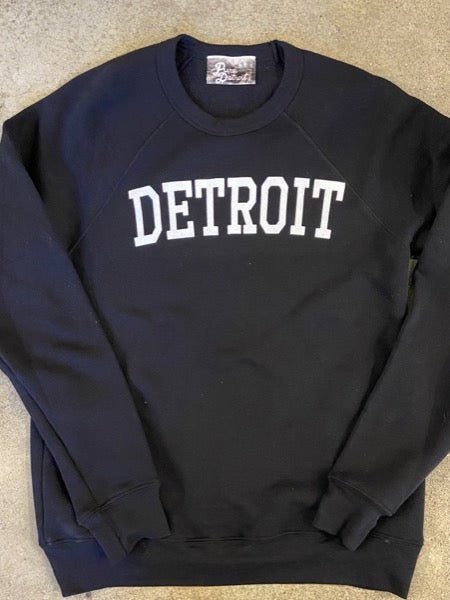 Detroit Collegiate Arch Pullover / White + Black / Unisex sweatshirt