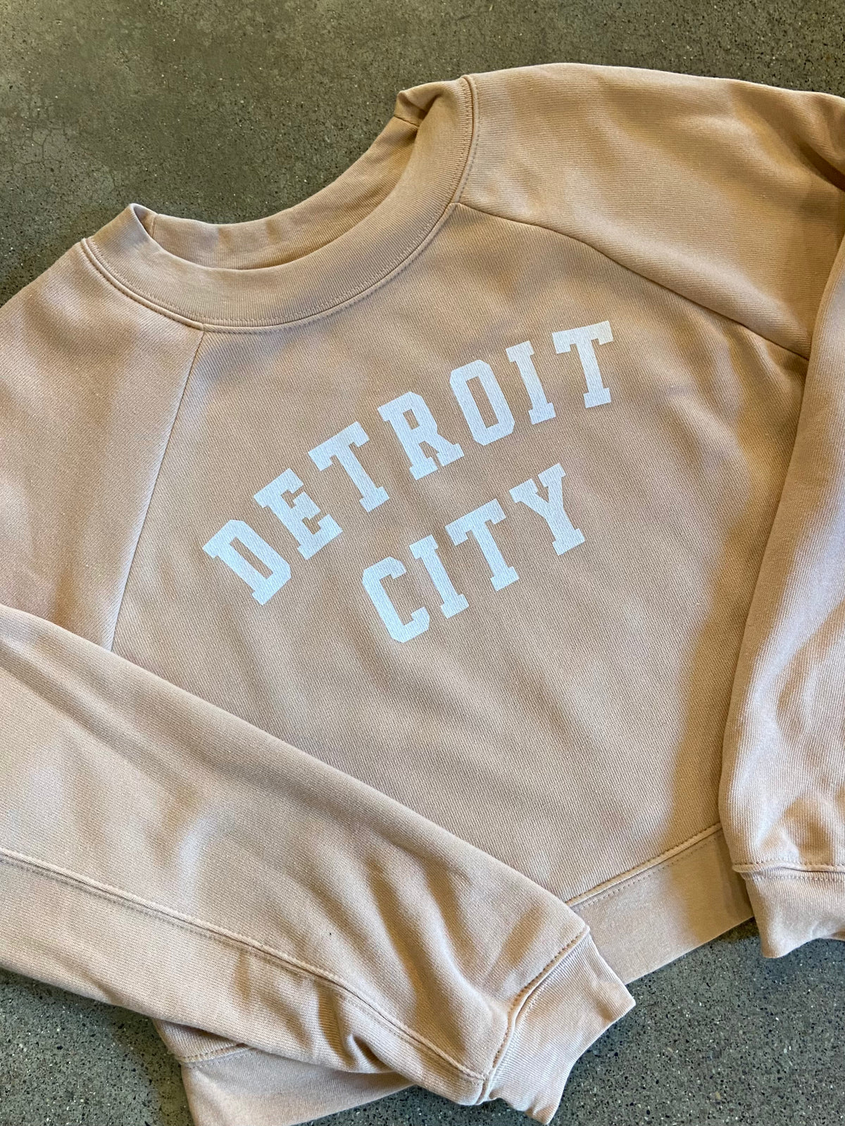 Detroit City Raglan Pullover /  White + Heather Sand  / Women's sweatshirt   