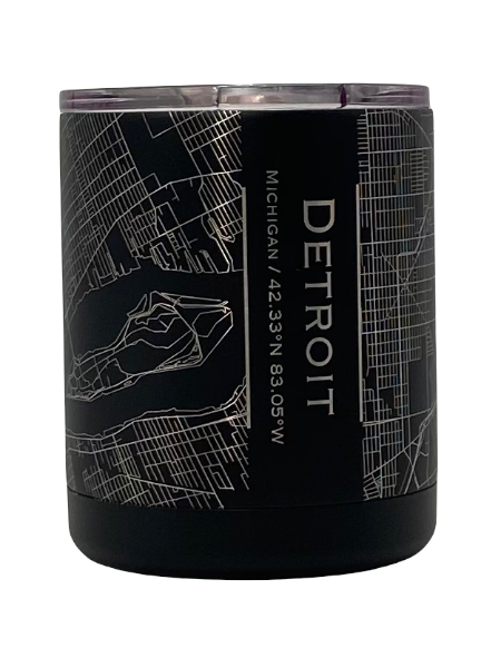 Map of Detroit Insulated Cup / Black glass   