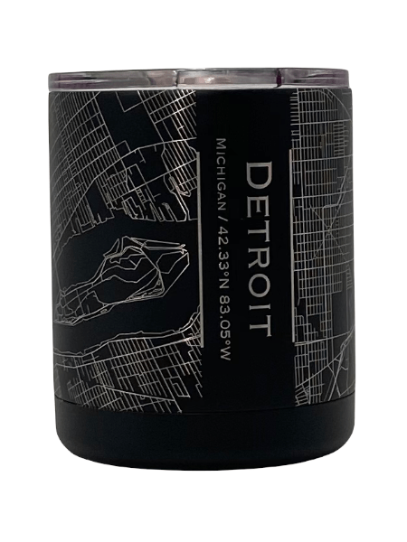 Map of Detroit Insulated Cup / Black glass