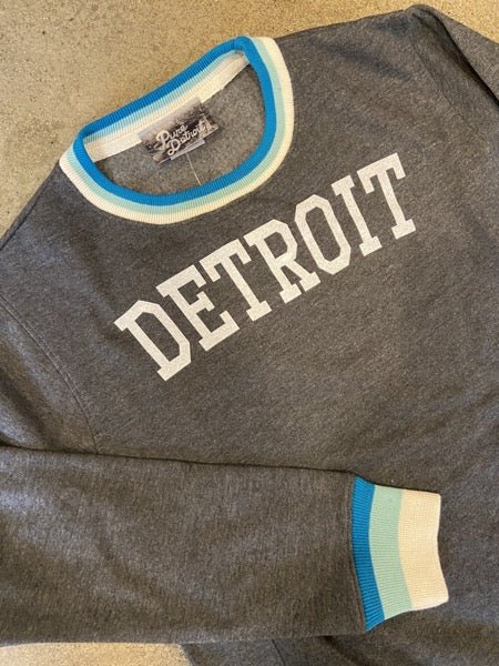 Detroit Collegiate Arch Crew / White + Charcoal / Unisex sweatshirt