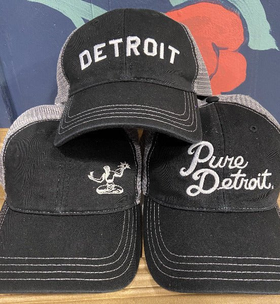 Pure Detroit Trucker Adjustable Hat / White + Black/Gray Hat