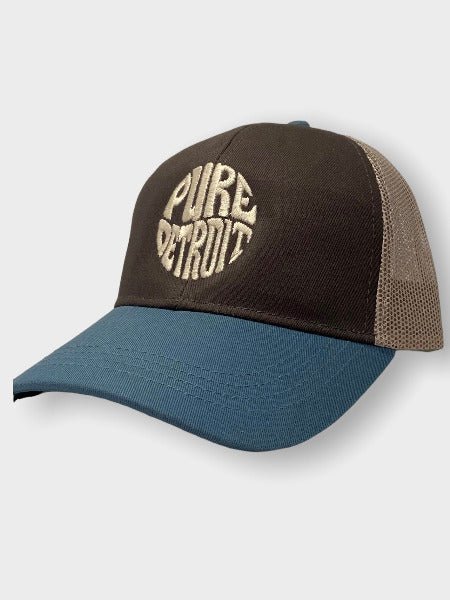 Pure Detroit Retro Leisure Hat / Unisex / Cream + Charcoal & Blue Hat