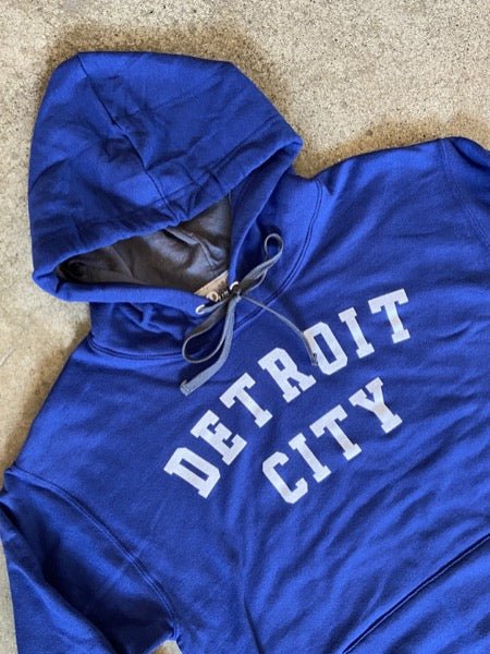 Detroit City Hooded Pullover / White + Royal Blue / Unisex Unisex Apparel