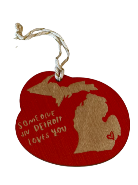 "Someone in Detroit Loves You" Laser-cut Ornament Ornament Bright Red  