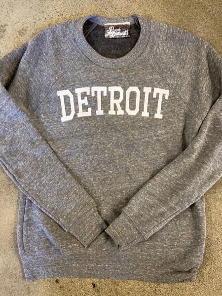 Detroit Collegiate Arch Pullover / White + Heather Gray / Unisex sweatshirt