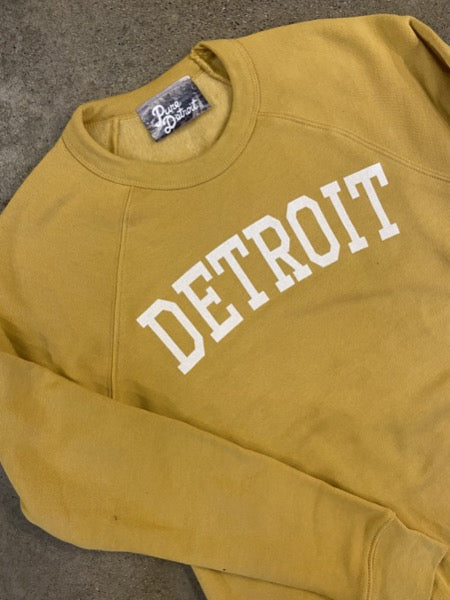 Detroit Collegiate Arch Pullover /  White + Maize / Unisex sweatshirt   