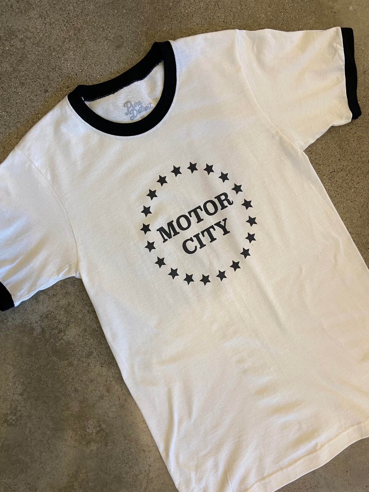 Motor City Stars Ringer Tee / Black + Antique White / Unisex Unisex Apparel