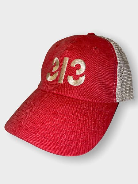 Modern 313 Trucker Adjustable Hat / Unisex/ Cream + Red Hat