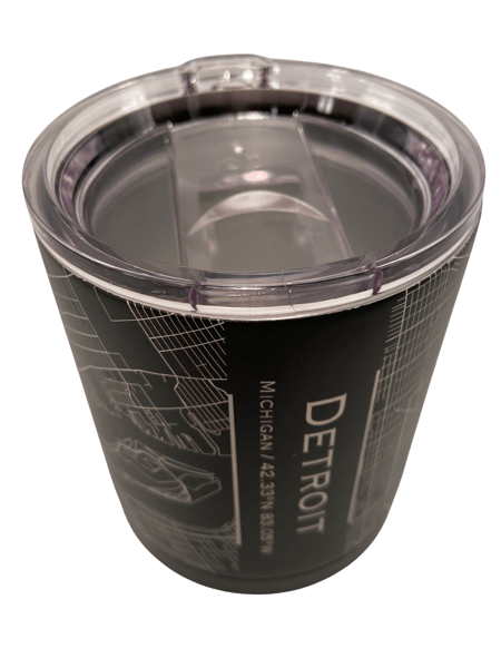 Map of Detroit Insulated Cup / Black glass