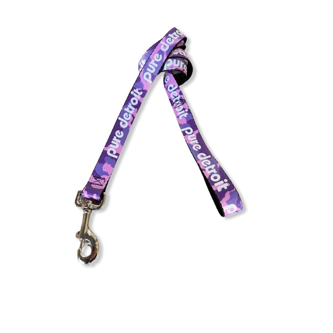 Pure Detroit Dog Leash / White + Purple Camo Dog Leash