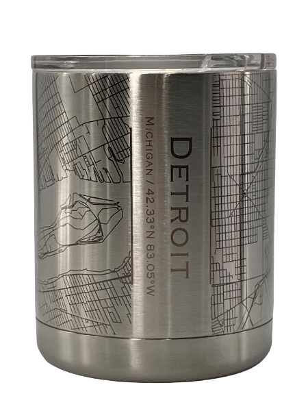 Map of Detroit Insulated Cup / Silver glass