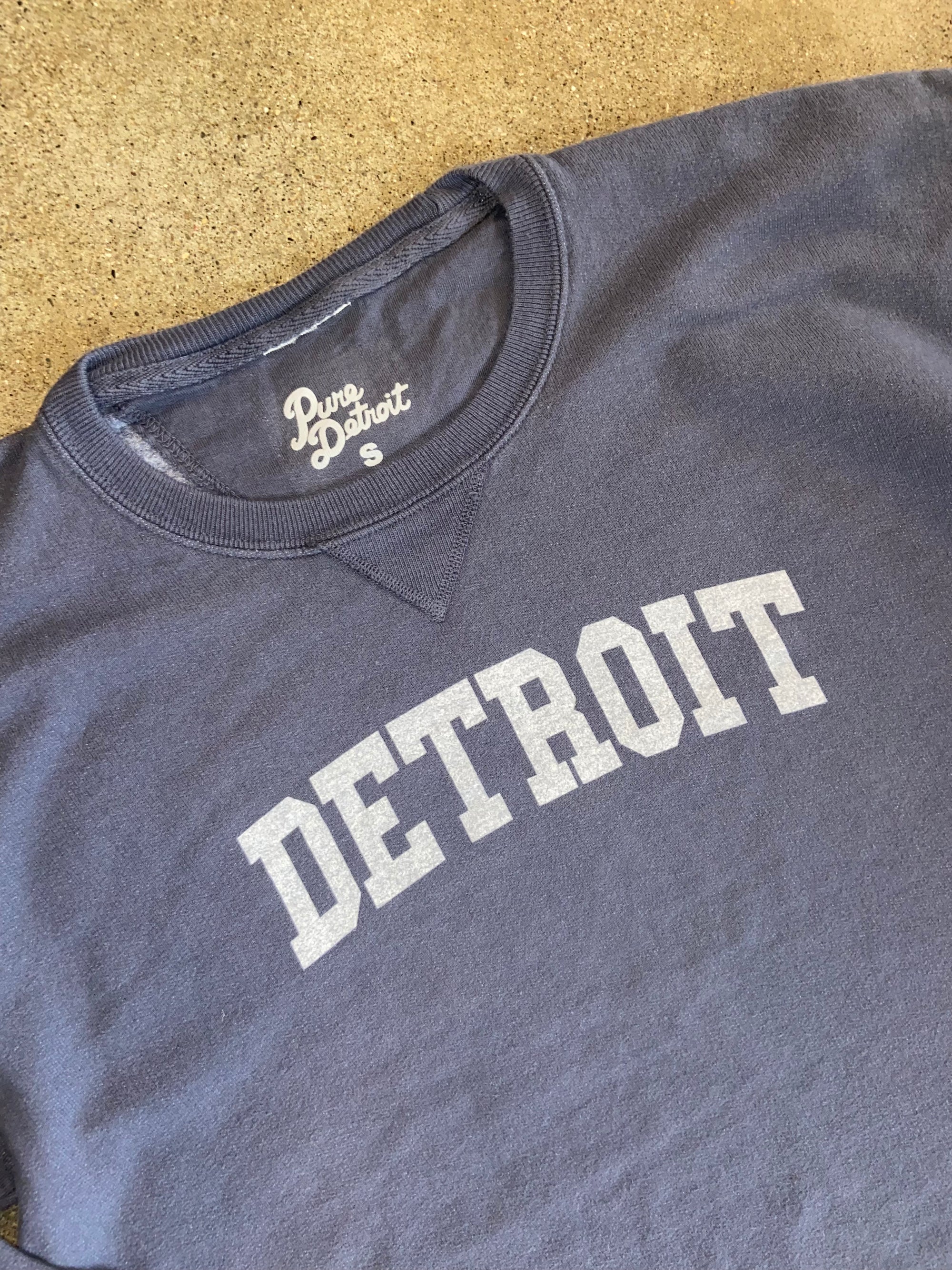 Detroit Collegiate Arch Garment Dyed Pullover / White + Anchor Slate/ Unisex Unisex Apparel