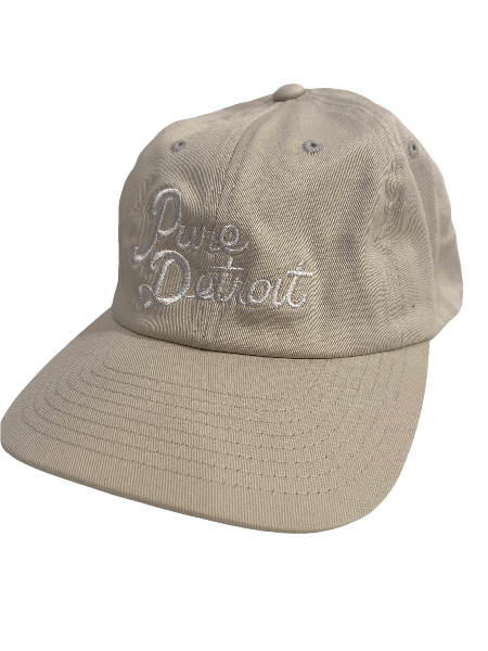 Pure Detroit Script Flexfit Fitted Hat / Khaki Hat