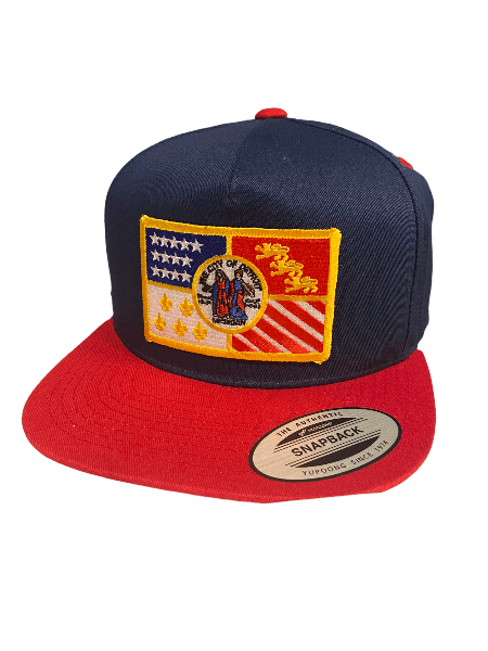 Detroit City Flag Snapback Hat / Navy + Red Hat