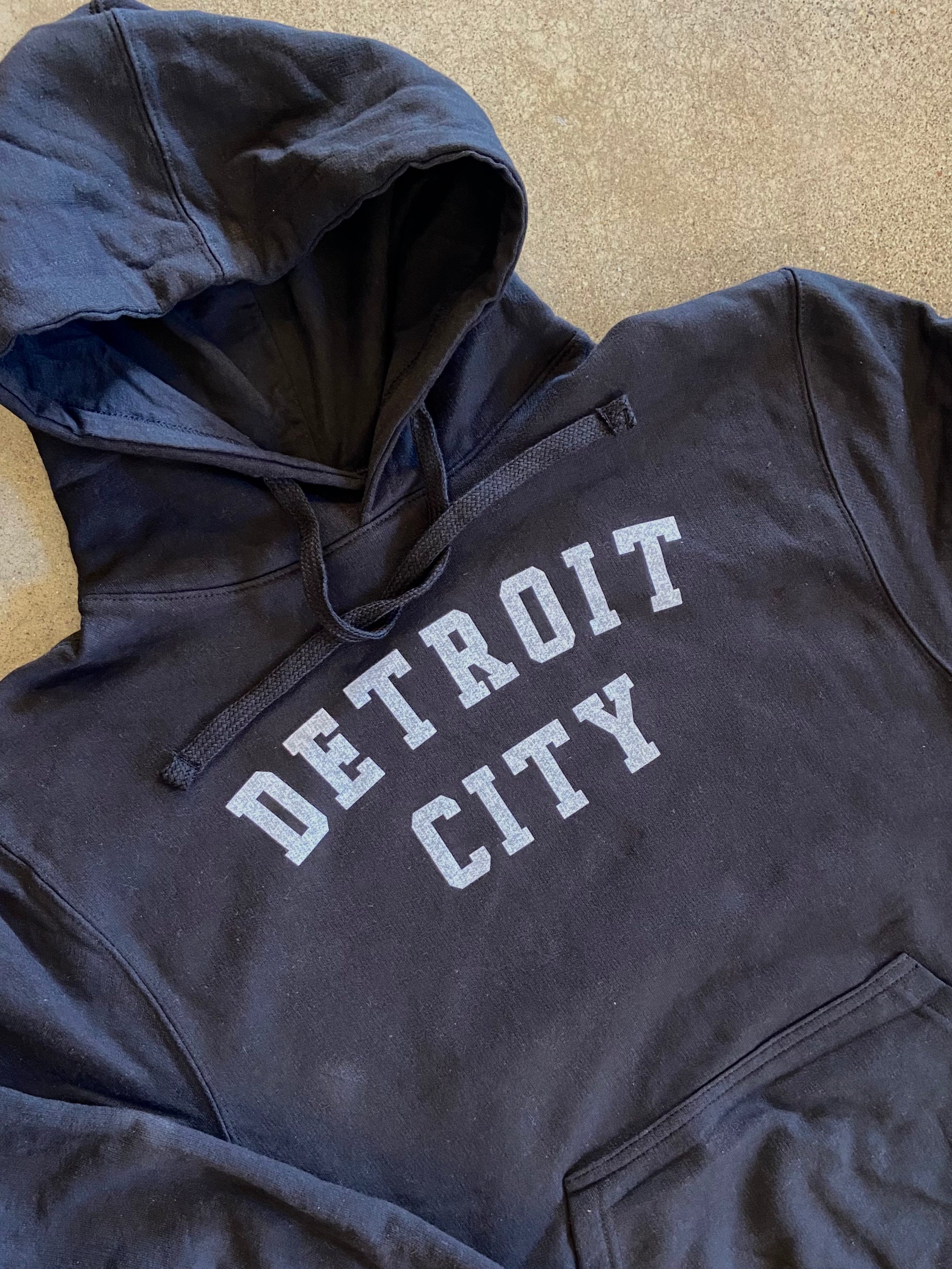 Detroit City Hooded Fleece Pullover / White + Black / Unisex Unisex Apparel   