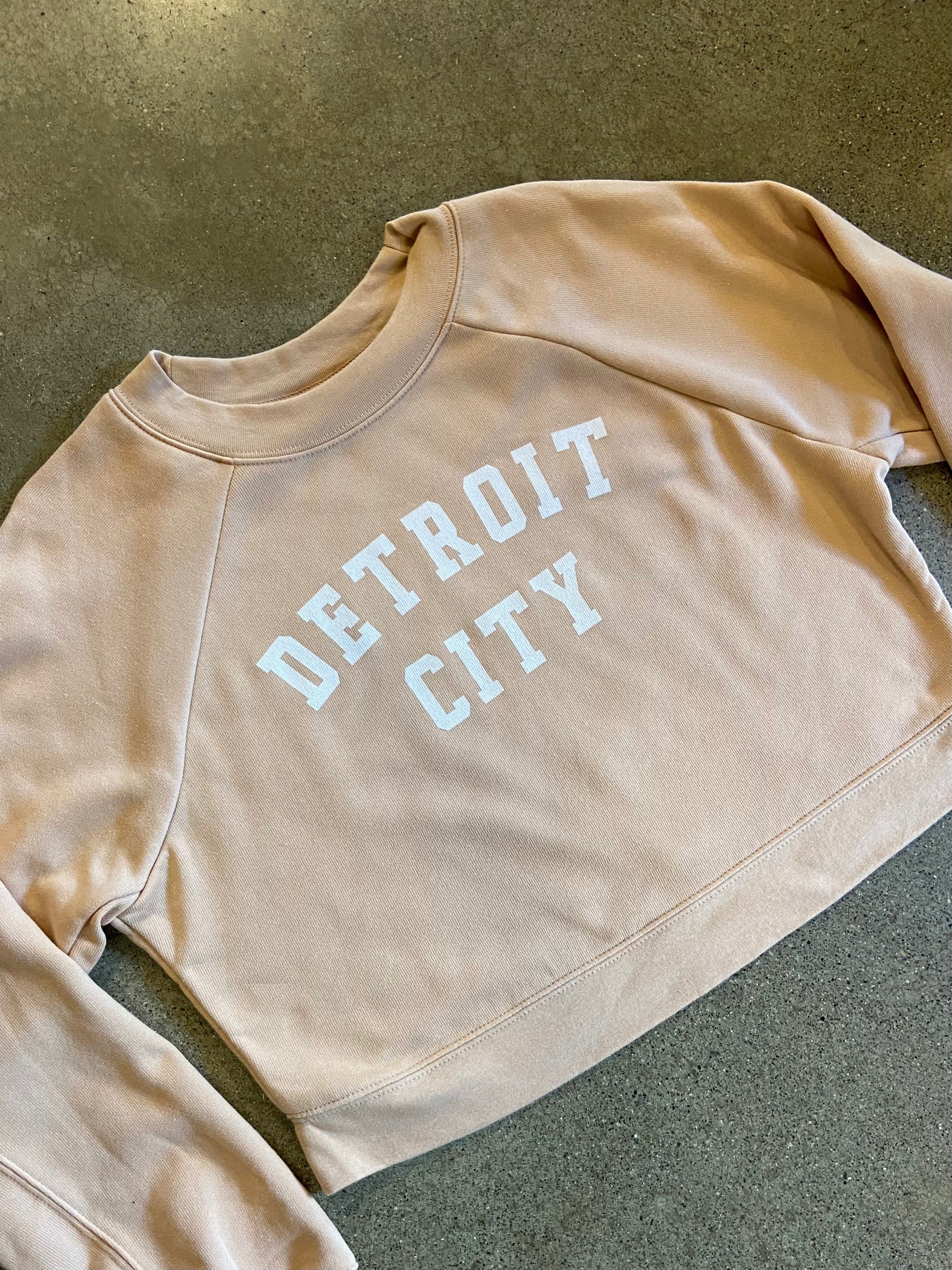 Detroit City Raglan Pullover /  White + Heather Sand  / Women's sweatshirt