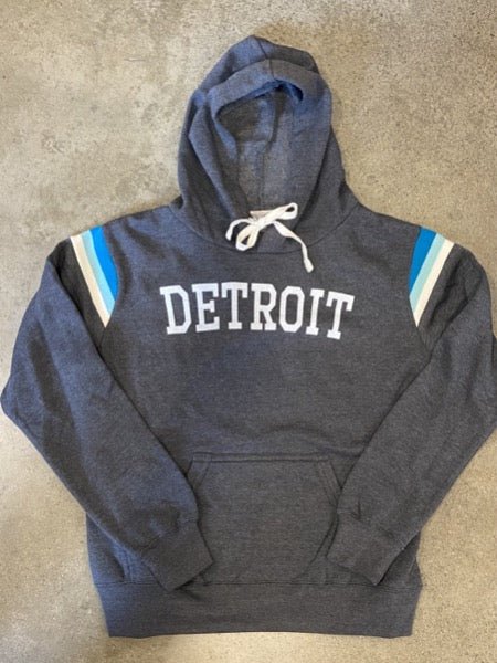Detroit Collegiate Arch Hooded Pullover / White + Charcoal / Unisex sweatshirt