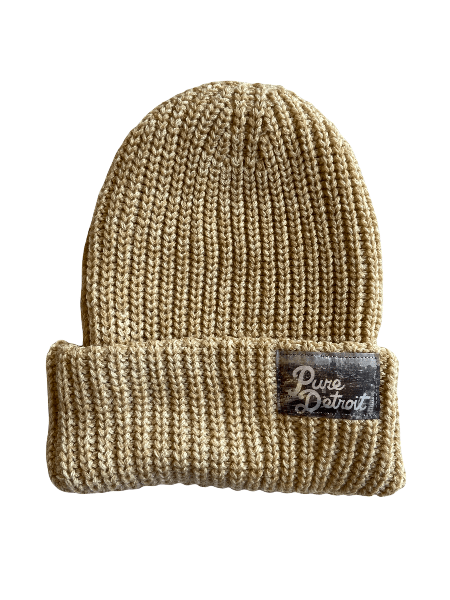 Pure Detroit Chunky Knit Cuffed Beanie / Oatmeal Hat