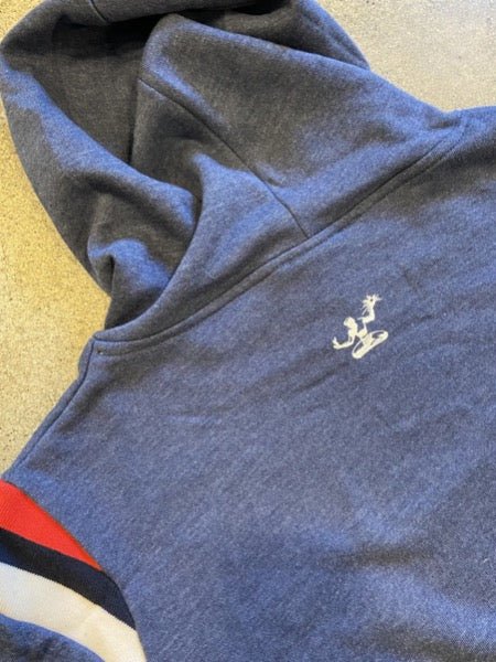 Detroit Funk Hooded Pullover / White + Navy / Unisex sweatshirt