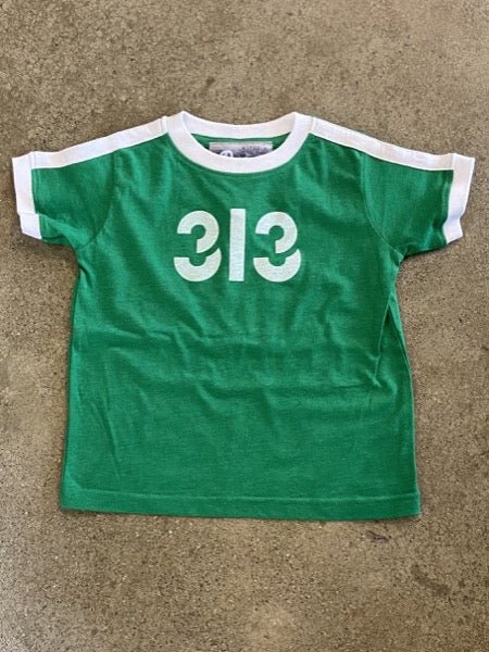 Modern 313 Sport Tee / White + Vintage Green / Toddler Kid's Apparel
