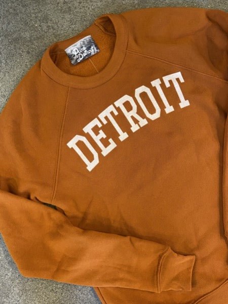 Detroit Collegiate Arch Pullover / White + Pumpkin / Unisex sweatshirt