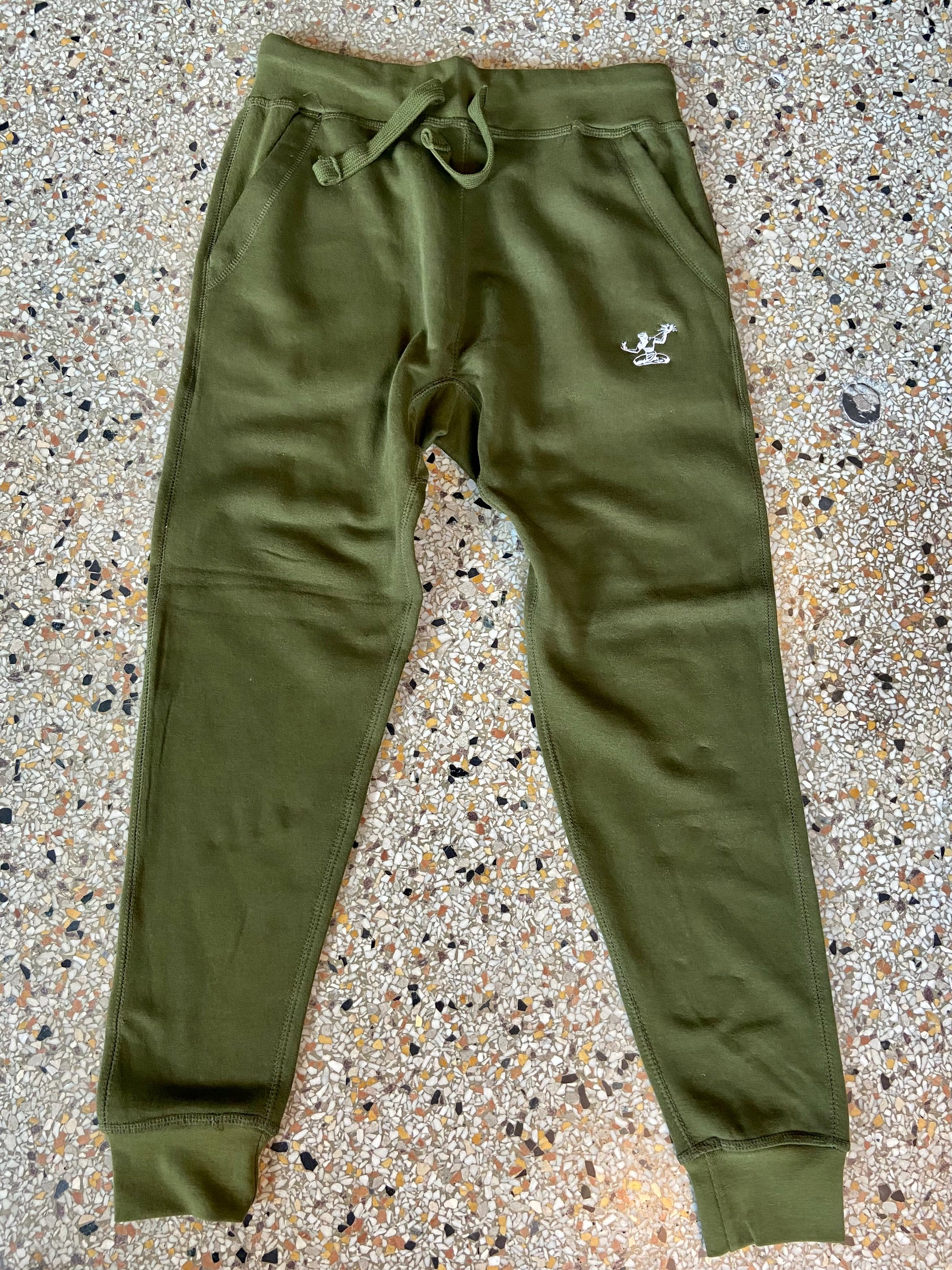 Spirit of Detroit Pigment Dyed Fleece Jogger / White + Seaweed / Unisex Sweatpants