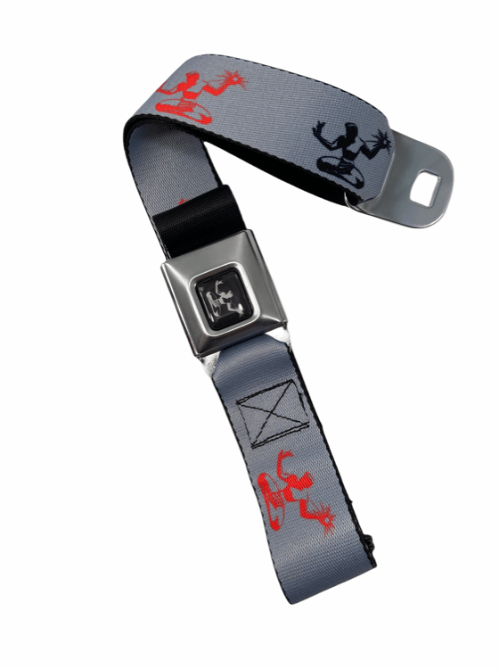 Spirit of Detroit Seatbelt Belt / Black Logo + Silver, Black, and Red Webbing Belts