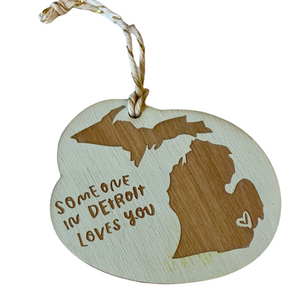 "Someone in Detroit Loves You" Laser-cut Ornament Ornament Seafoam  