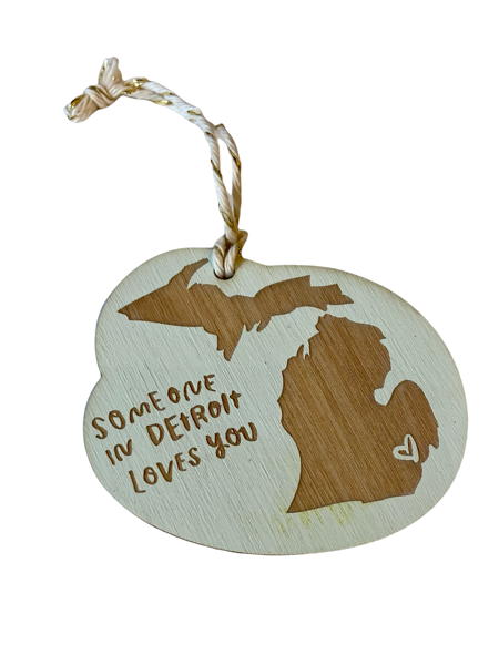 "Someone in Detroit Loves You" Laser-cut Ornament Ornament Seafoam  
