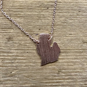 Michigan Mitten Dainty Necklace / Rose Gold Jewelry   