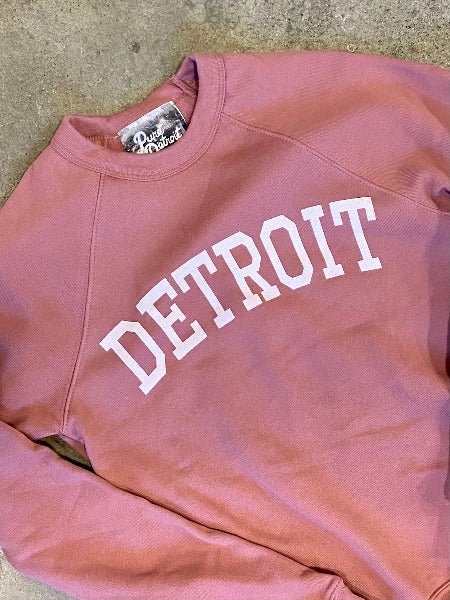 Detroit Collegiate Arch Pullover / White + Mauve / Unisex sweatshirt