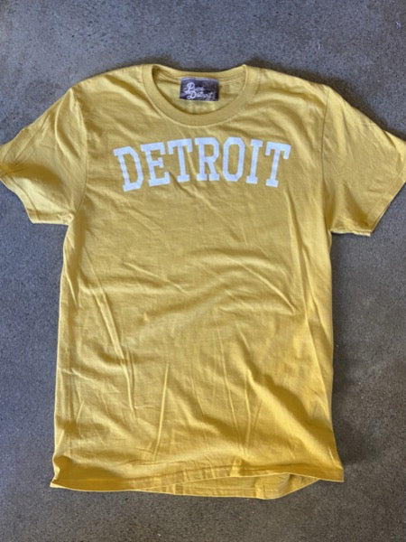 Detroit Collegiate Arch Tee / White + Mustard / Unisex Unisex Apparel   
