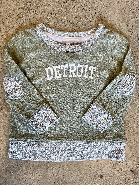 Detroit Collegiate Arch Terry Long Sleeve / Moss Heather / Toddler Kid's Apparel   